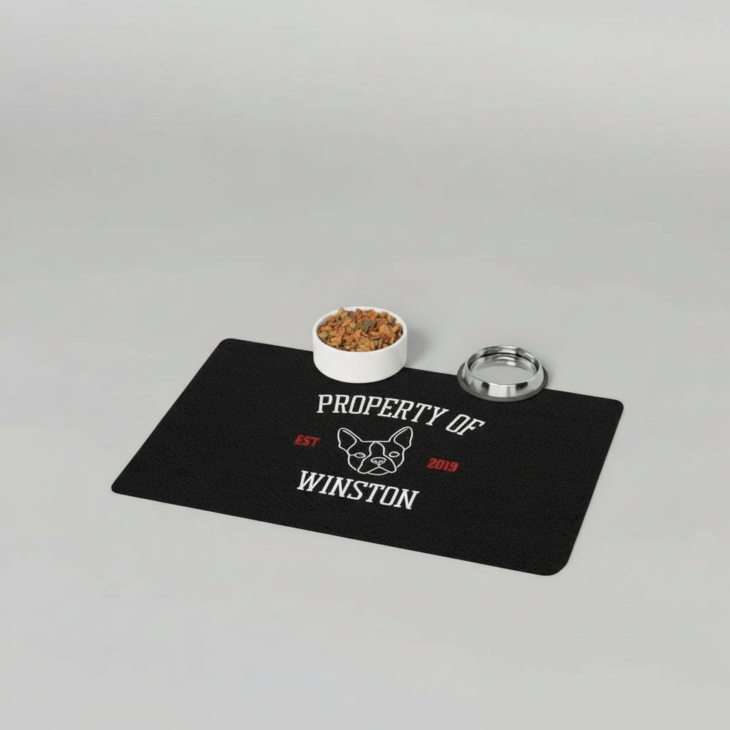 Personalized Pet Food Mat – Property of My Dog - Custom Dog Bowl Placemat .