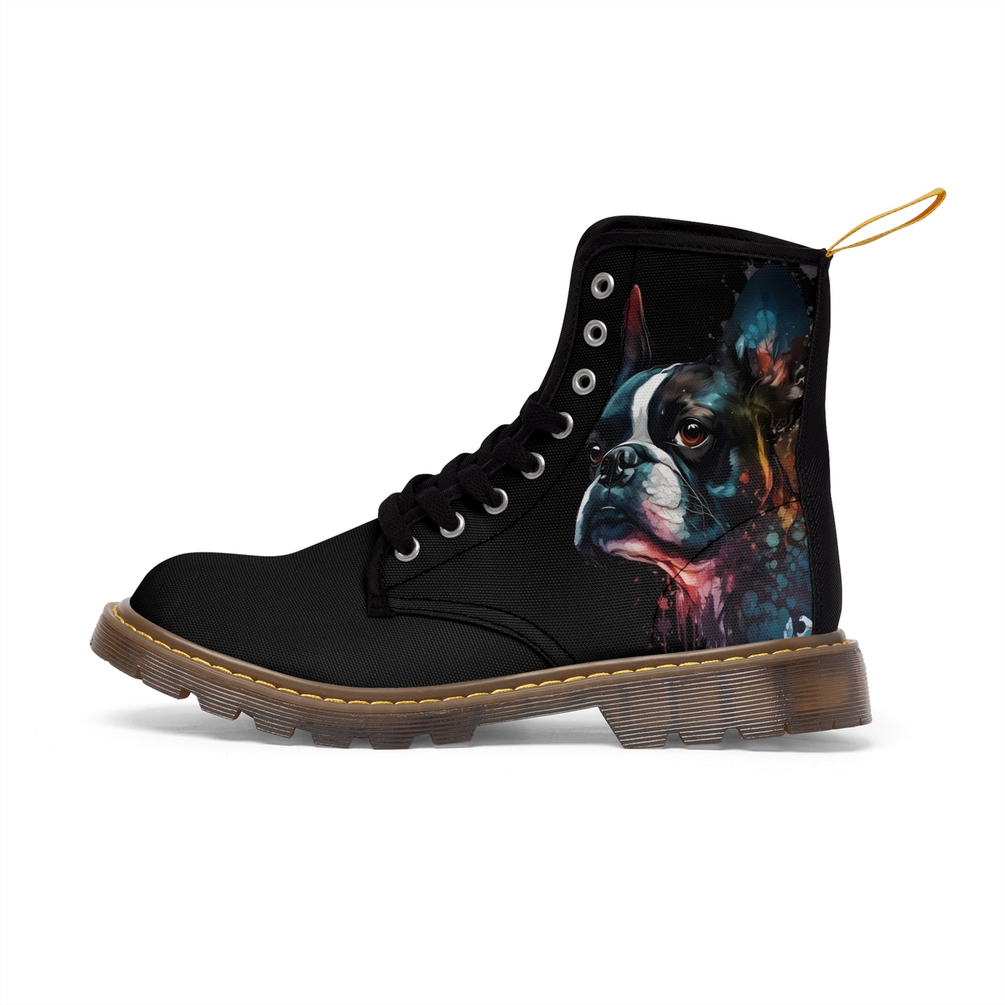 Boston Terrier Art - Men's Martin Canvas Boots