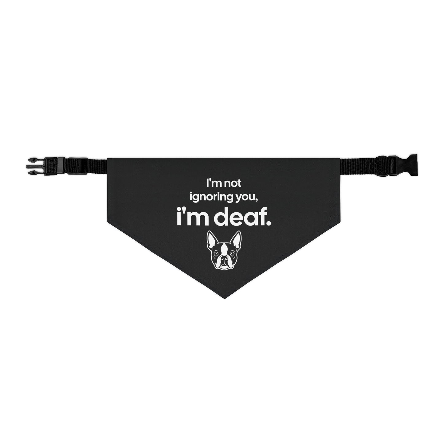 Deaf Dog Bandana Collar — "I'm not ignoring you, I'm deaf." Pet Safety Accessory . L