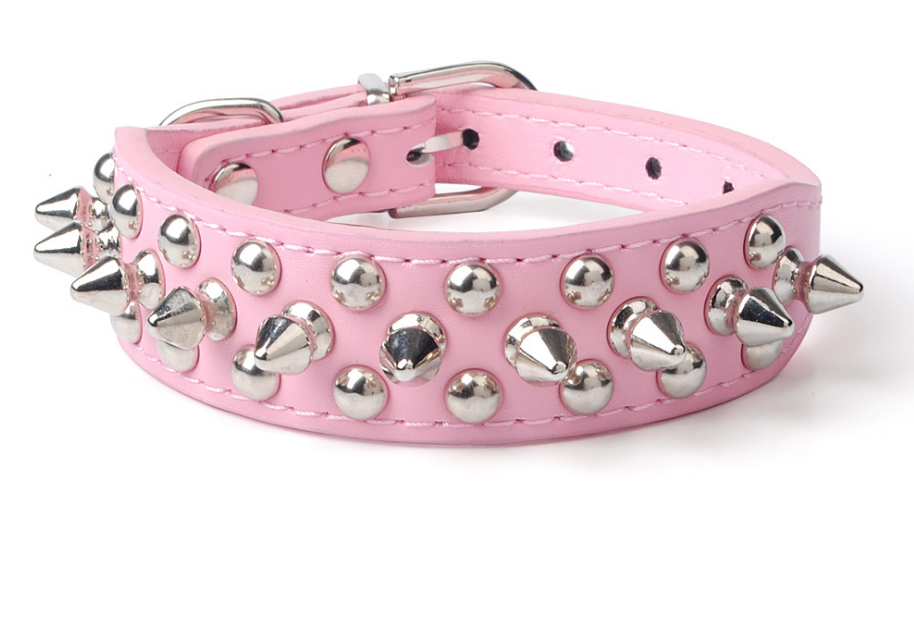 Adjustable PU Leather Studs Dog Collar