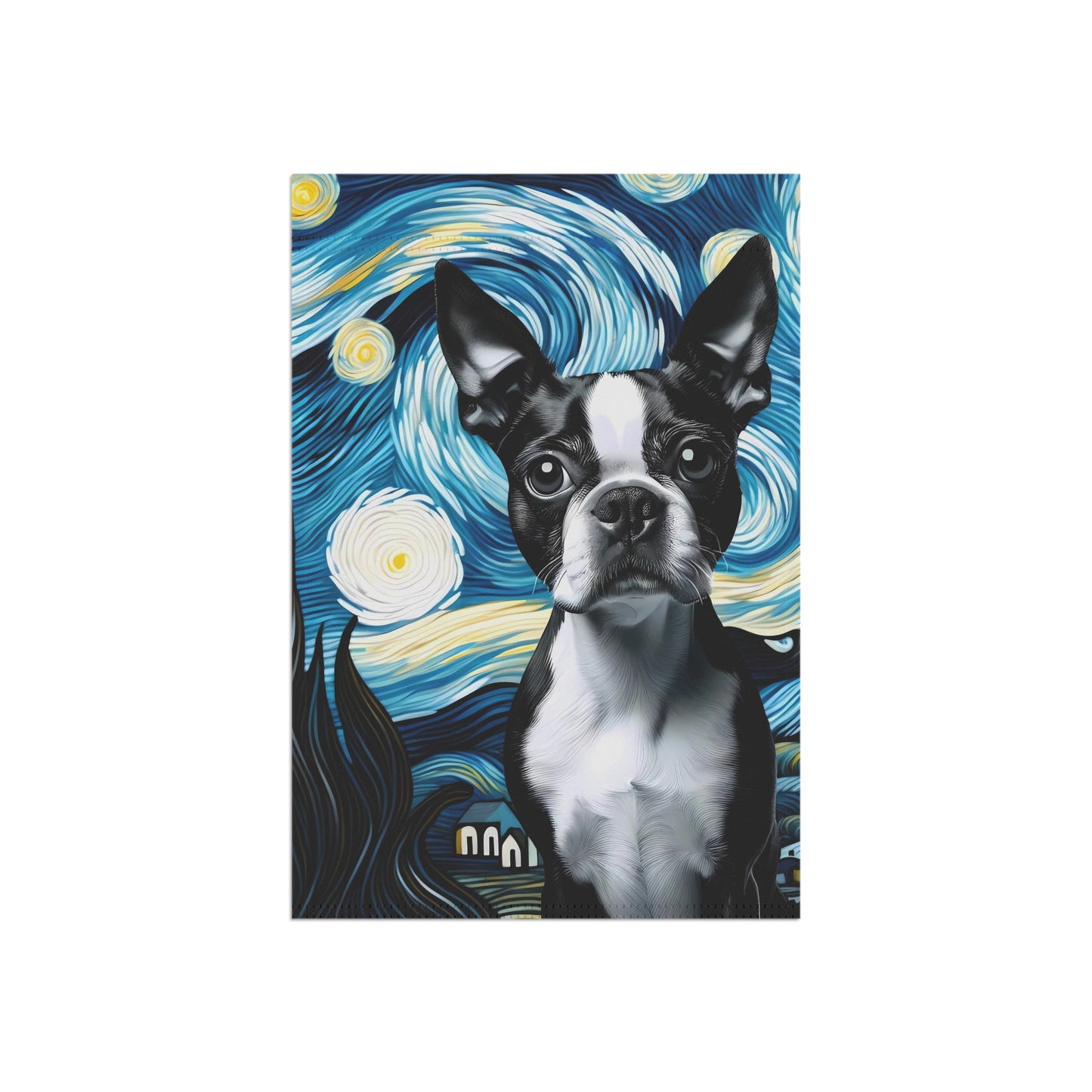 Starry Night - Boston Terrier Garden & House Banner