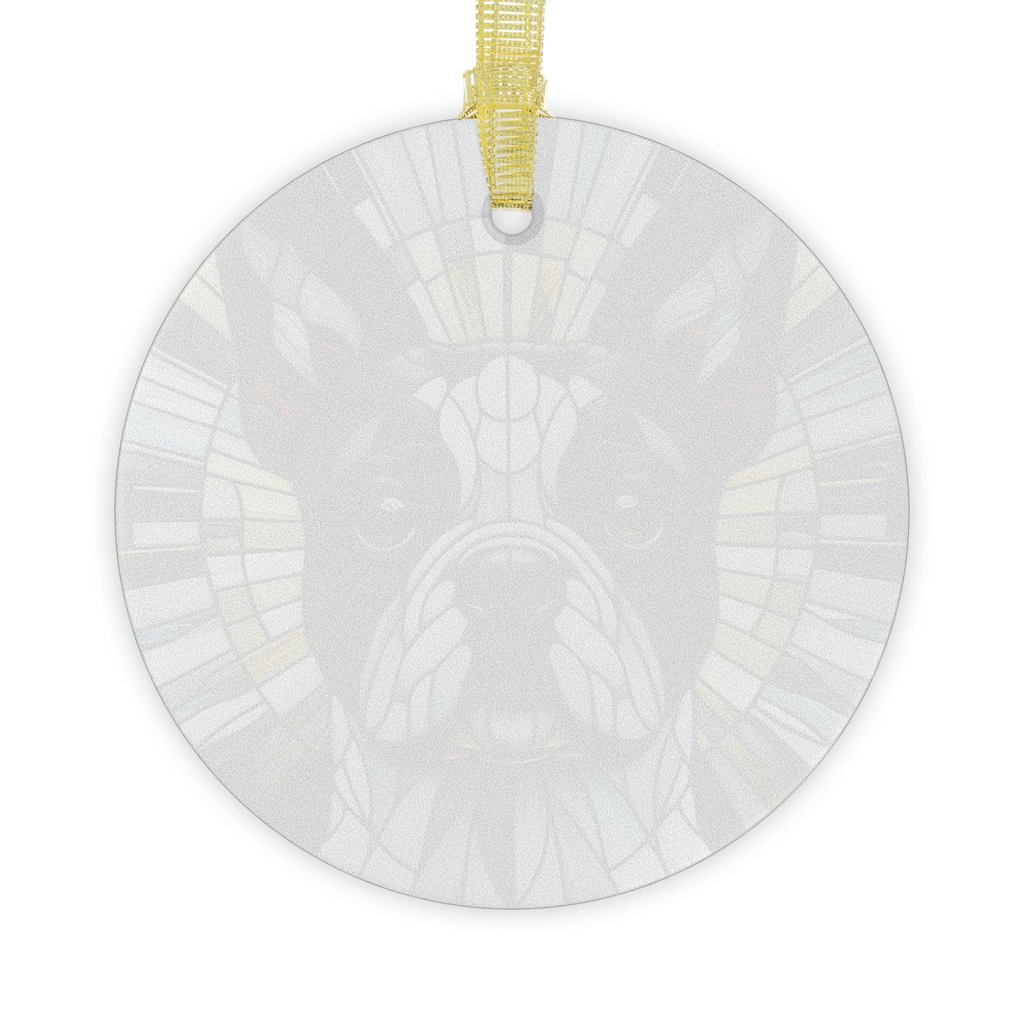 Colorful Geometric Boston Terrier Stained Glass Ornaments - Green and White