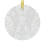 Colorful Geometric Boston Terrier Stained Glass Ornaments - Green and White