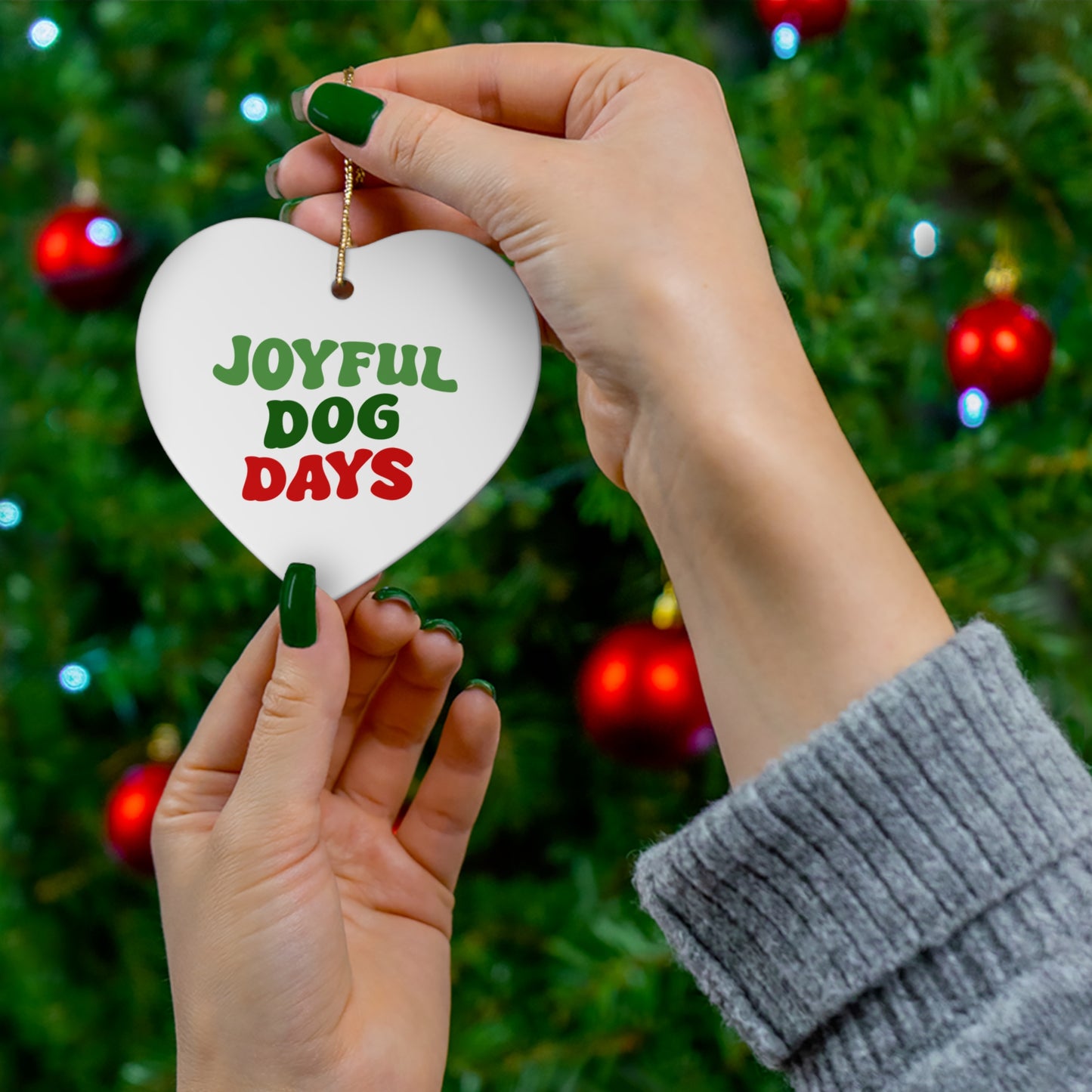 Joyful Dog Days Ceramic Ornament, 3 Shapes