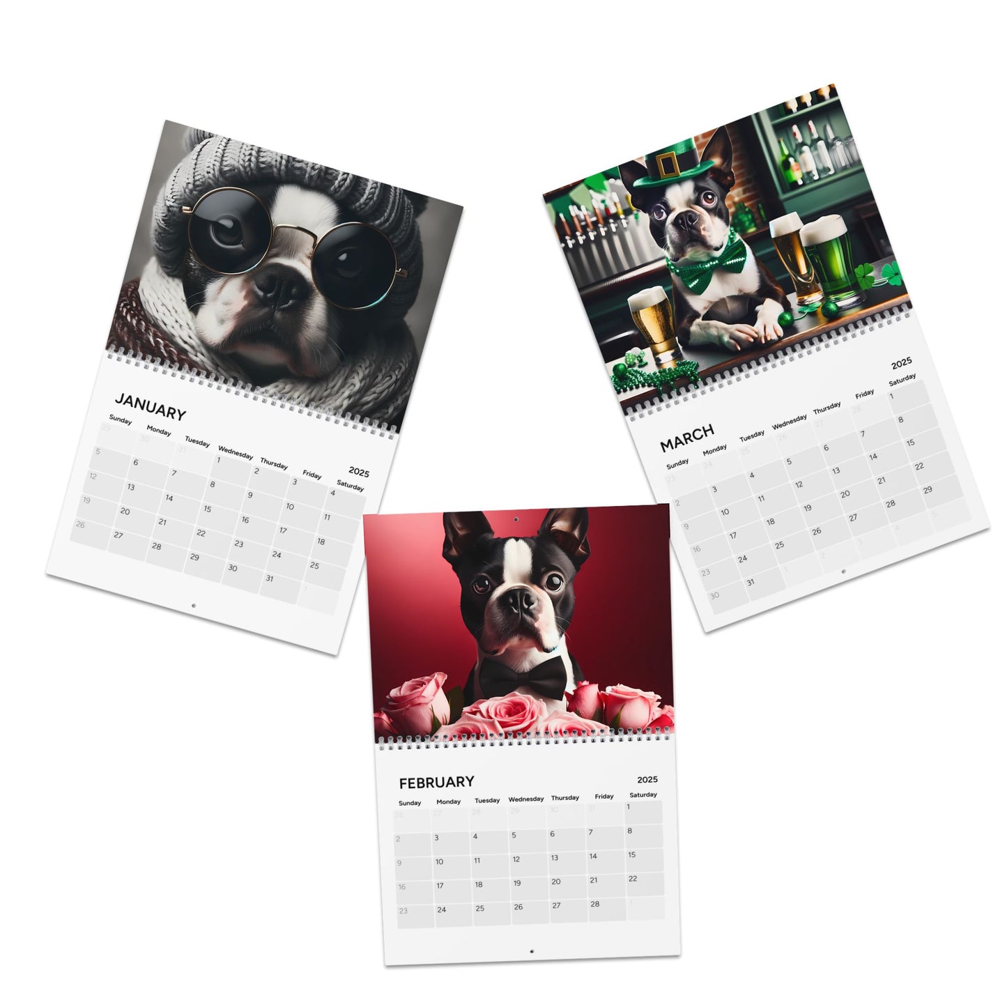 Boston Terrier World Wall Calendar 2025