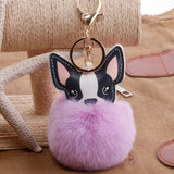 Boston Terrier Feather Puff Keyring