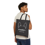 Custom Doggy Cotton Canvas Tote Bag With Boston Terrier Ears & Dog Name