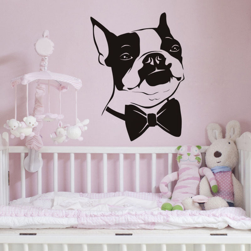 Gentle Boston Terrier Dog With Bowtie Wall Sticker