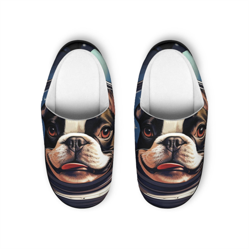 Cosmic Canine Men's Indoor Slippers with Dog Design