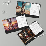 Boston Terrier World Desktop Calendar (2025 grid)