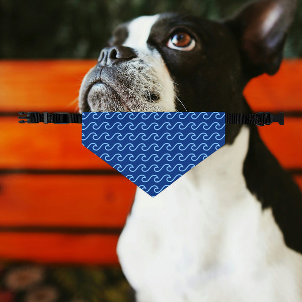 Blue Waves Dog Bandana Collar