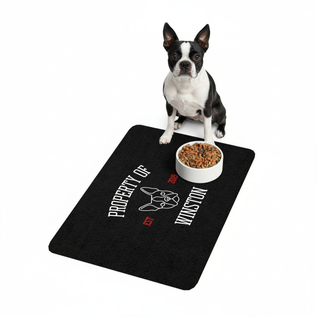 Personalized Pet Food Mat – Property of My Dog - Custom Dog Bowl Placemat .