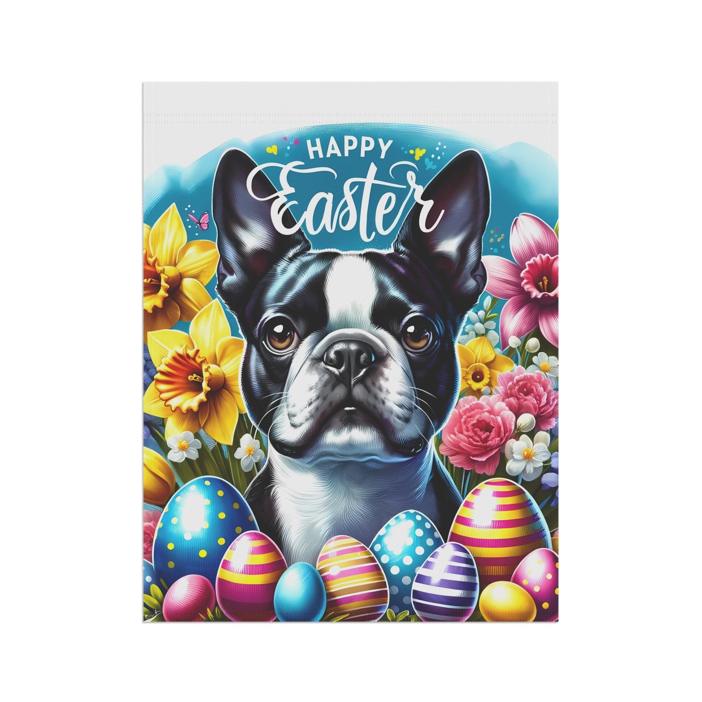 Happy Easter Boston Terrier Garden & House Banner