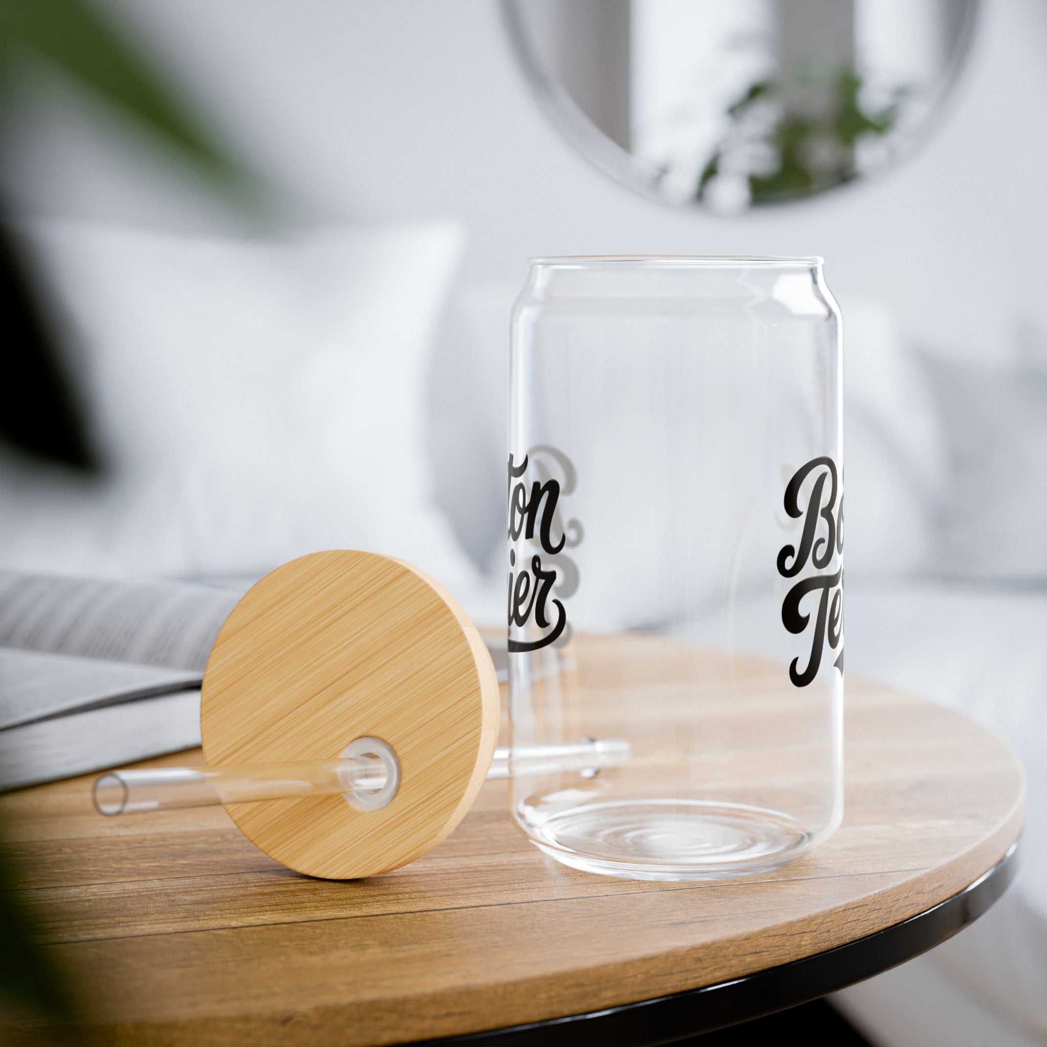 Boston Terrier Sipper Glass, 16oz