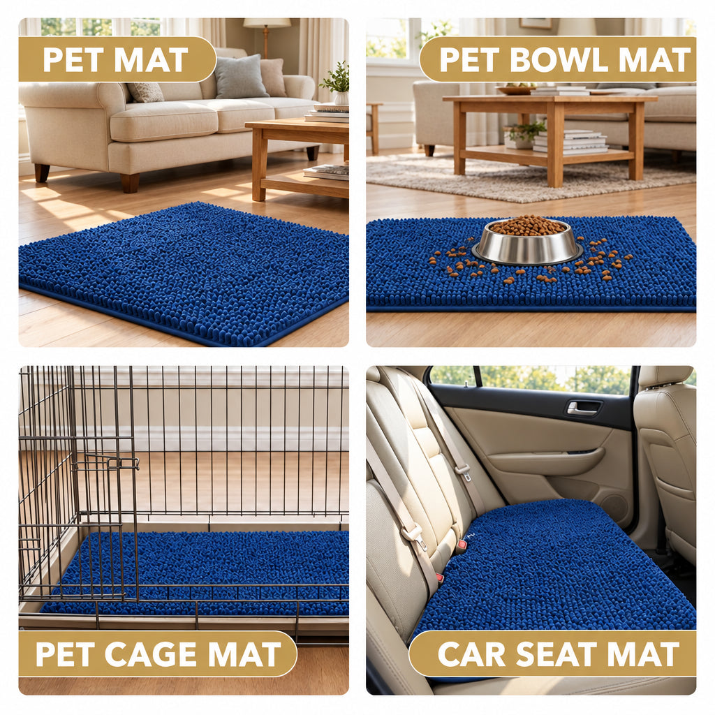 Chenille Non-Slip Absorbent Pet Mat – Soft Long-Pile Dog Floor Mat .