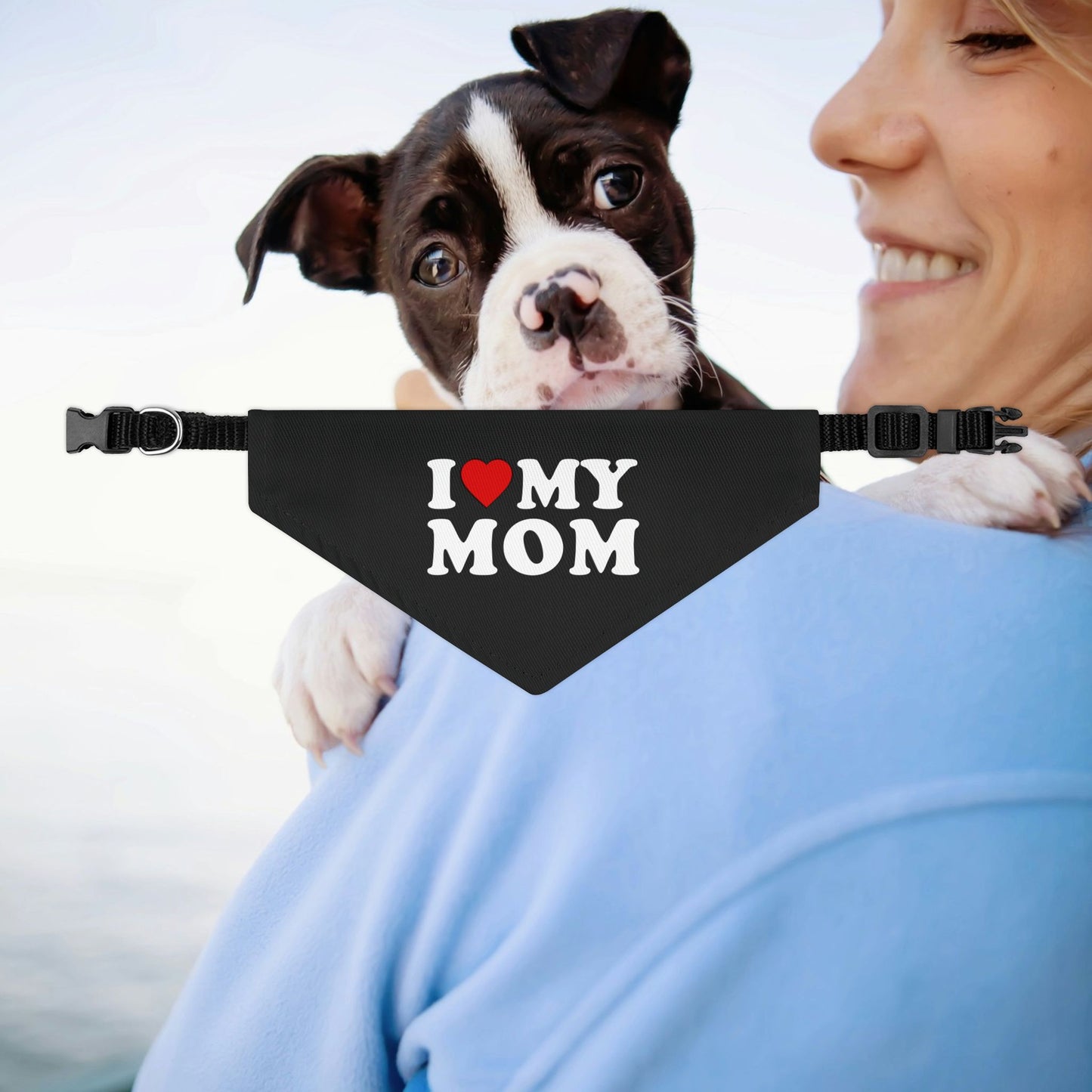 I Love My Mom Cute Dog Bandana, I Love My Mom Pet Accessory, Stylish Collars for Dogs, Gift for Dog Lover
