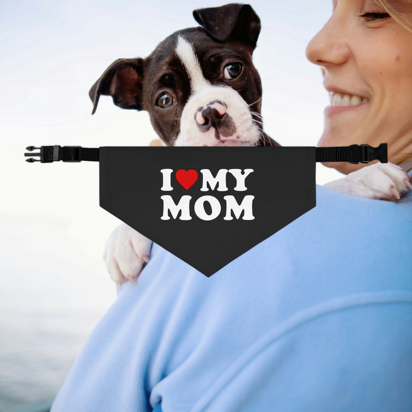I Love My Mom Cute Dog Bandana, I Love My Mom Pet Accessory, Stylish Collars for Dogs, Gift for Dog Lover