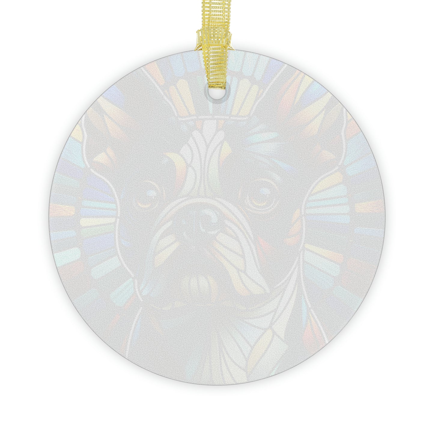 Colorful Geometric Boston Terrier Stained Glass Ornaments - Blue and Warm