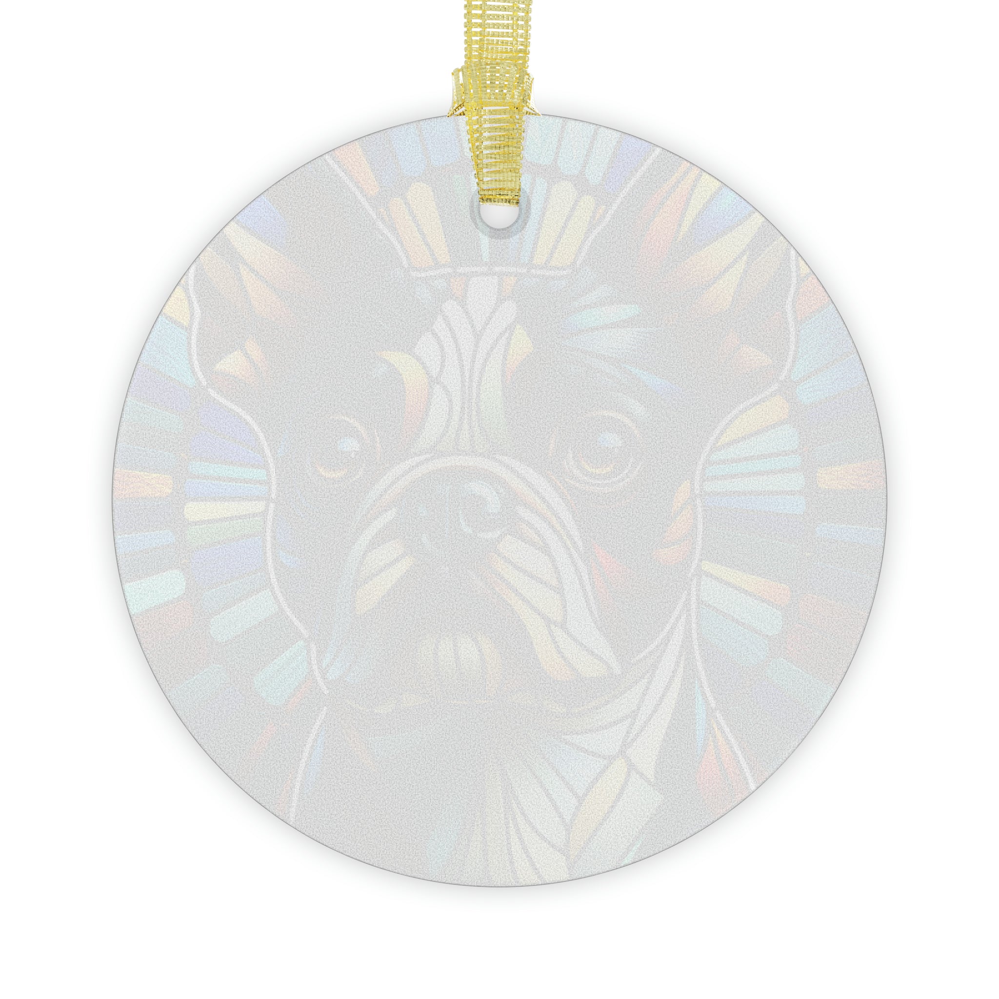 Colorful Geometric Boston Terrier Stained Glass Ornaments - Blue and Warm