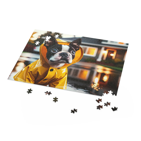 Rainy Day Boston Terrier Dog Puzzle (120, 252, 500-Piece)