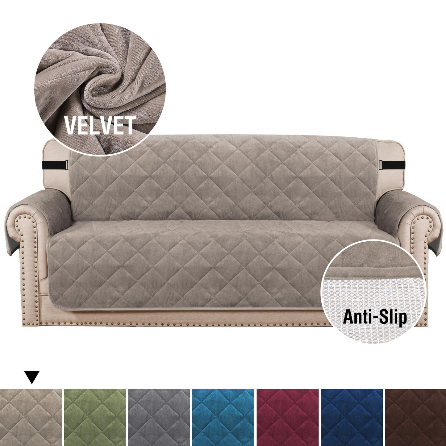 Premium Non-Slip Velvet Sofa Cover – Soft Plush Couch Protector for Pets, Kids & Everyday Use . Light Grey