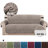 Premium Non-Slip Velvet Sofa Cover – Soft Plush Couch Protector for Pets, Kids & Everyday Use . Light Grey