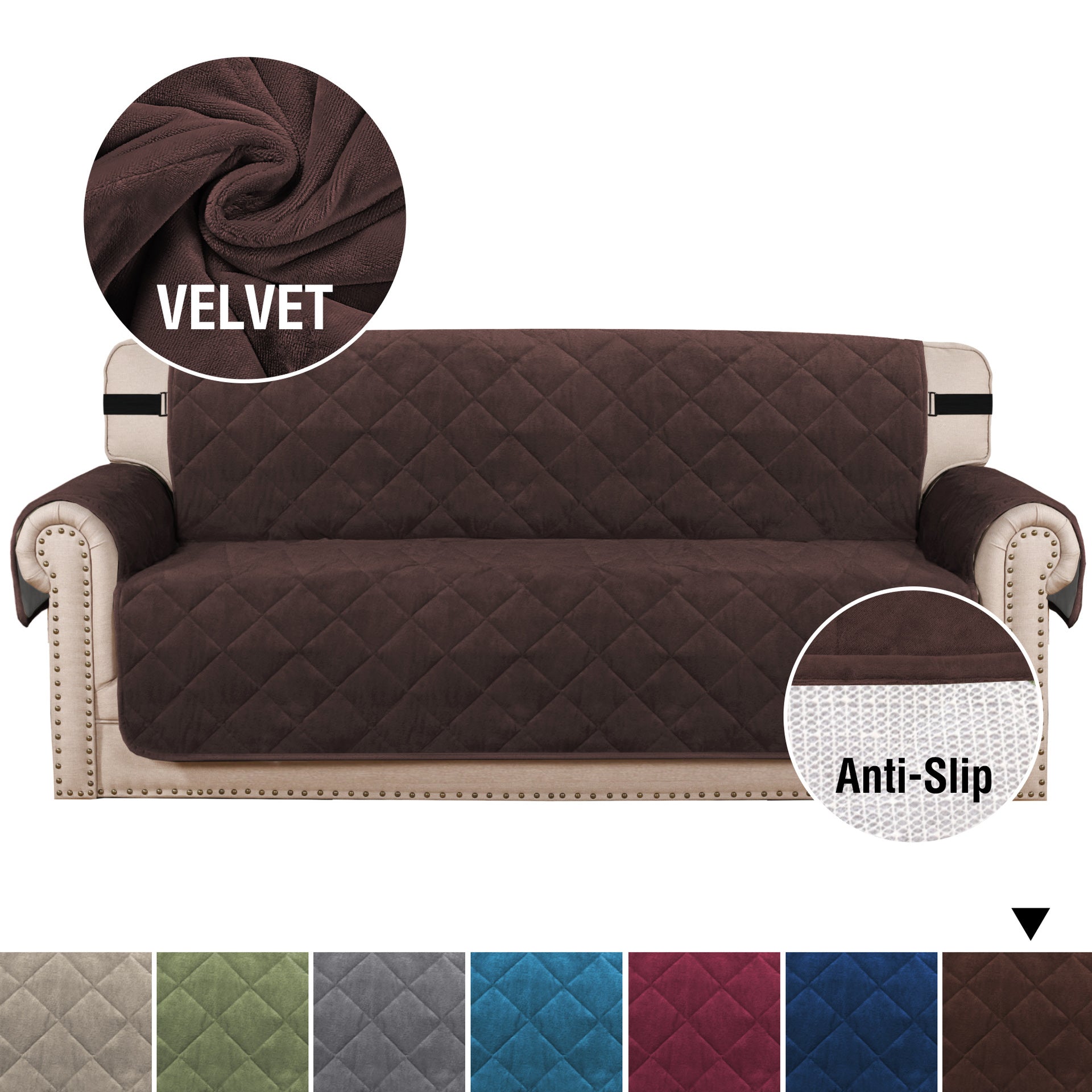 Premium Non-Slip Velvet Sofa Cover – Soft Plush Couch Protector for Pets, Kids & Everyday Use . Brown