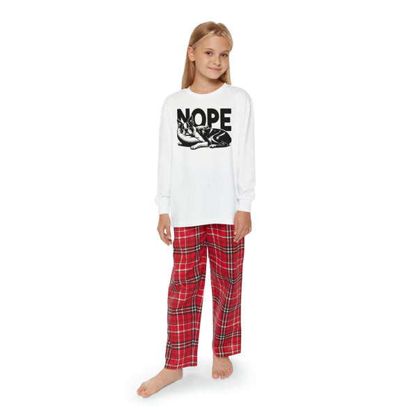 NOPE Youth Long Sleeve Holiday Outfit Set For Boston Terrier Lovers