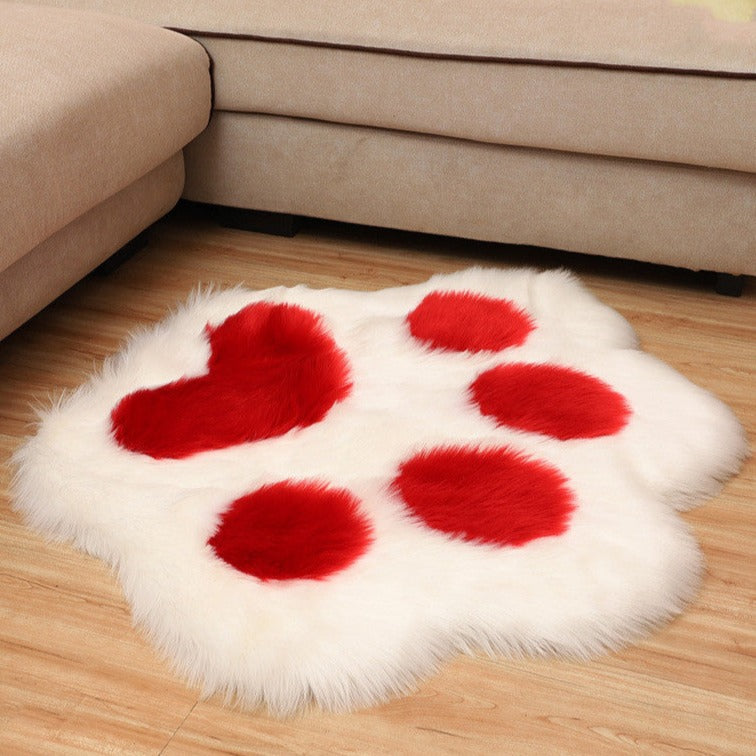 Faux Wool Dog Paw-Shaped Carpet