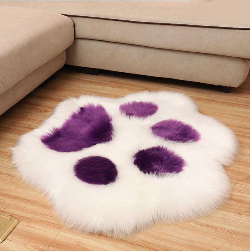 Faux Wool Dog Paw-Shaped Carpet