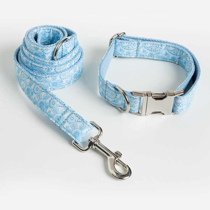 Paisley Dog Collar Bow Tie With Leash Set