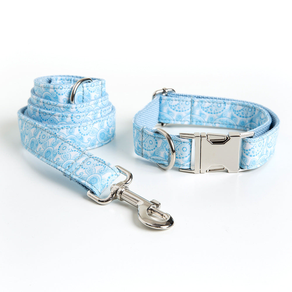 Paisley Dog Collar Bow Tie With Leash Set