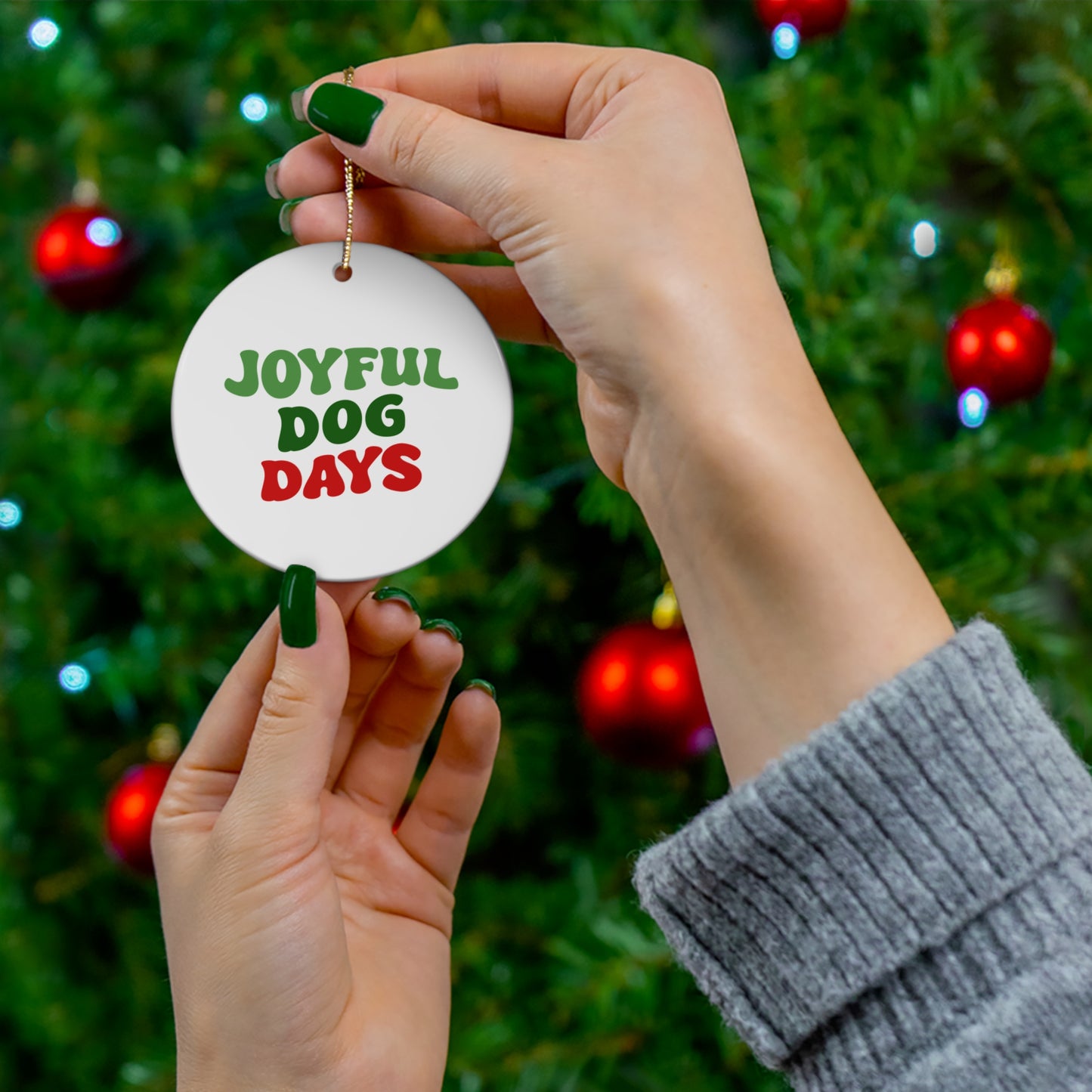 Joyful Dog Days Ceramic Ornament, 3 Shapes