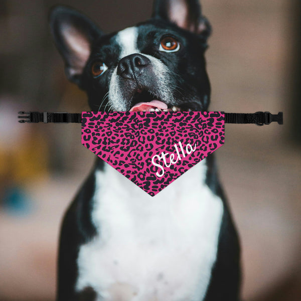 Personalized Pink Leopard Dog Bandana Collar