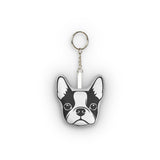 Boston Terrier Face Plush Keychain — Mini Pet Face Keyring .