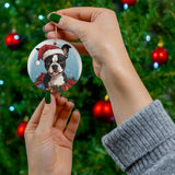 Boston Terrier Christmas Ceramic Ornament 1-Pack