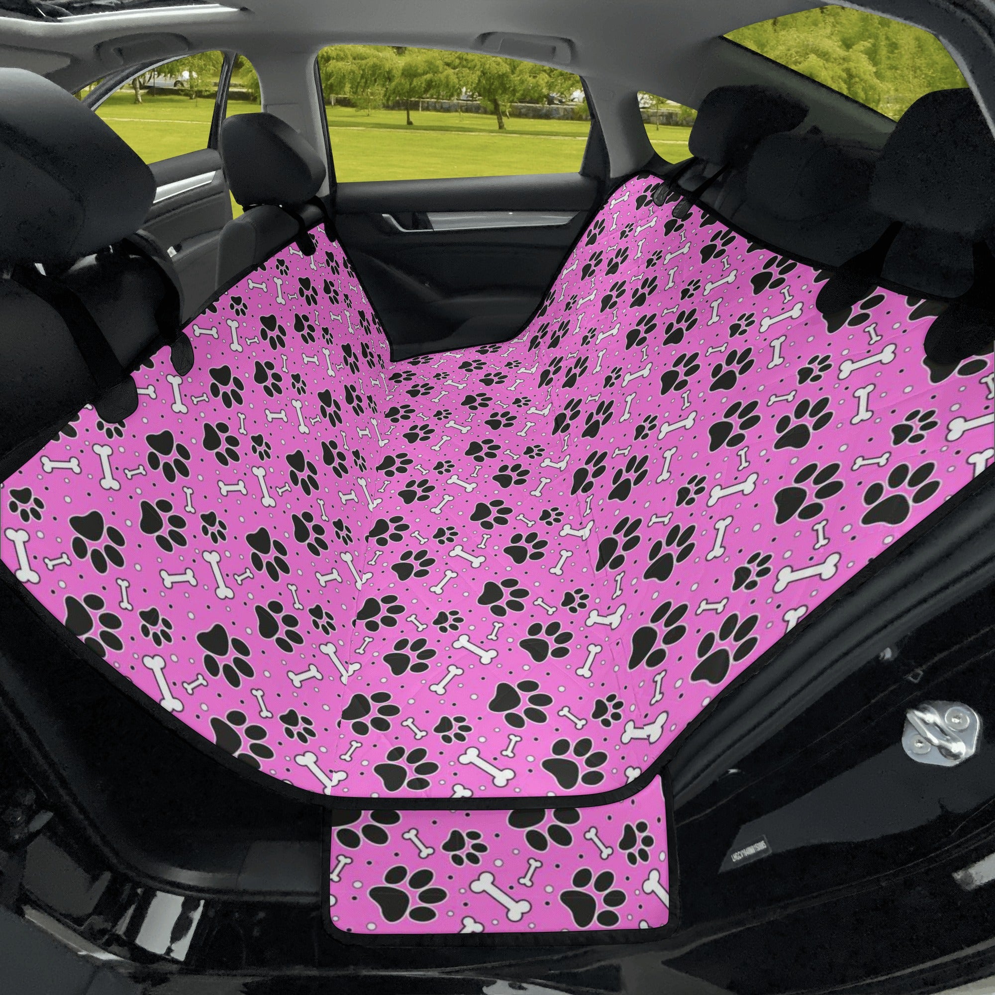 Pink Paws & Bones Car Pet Seat Covers