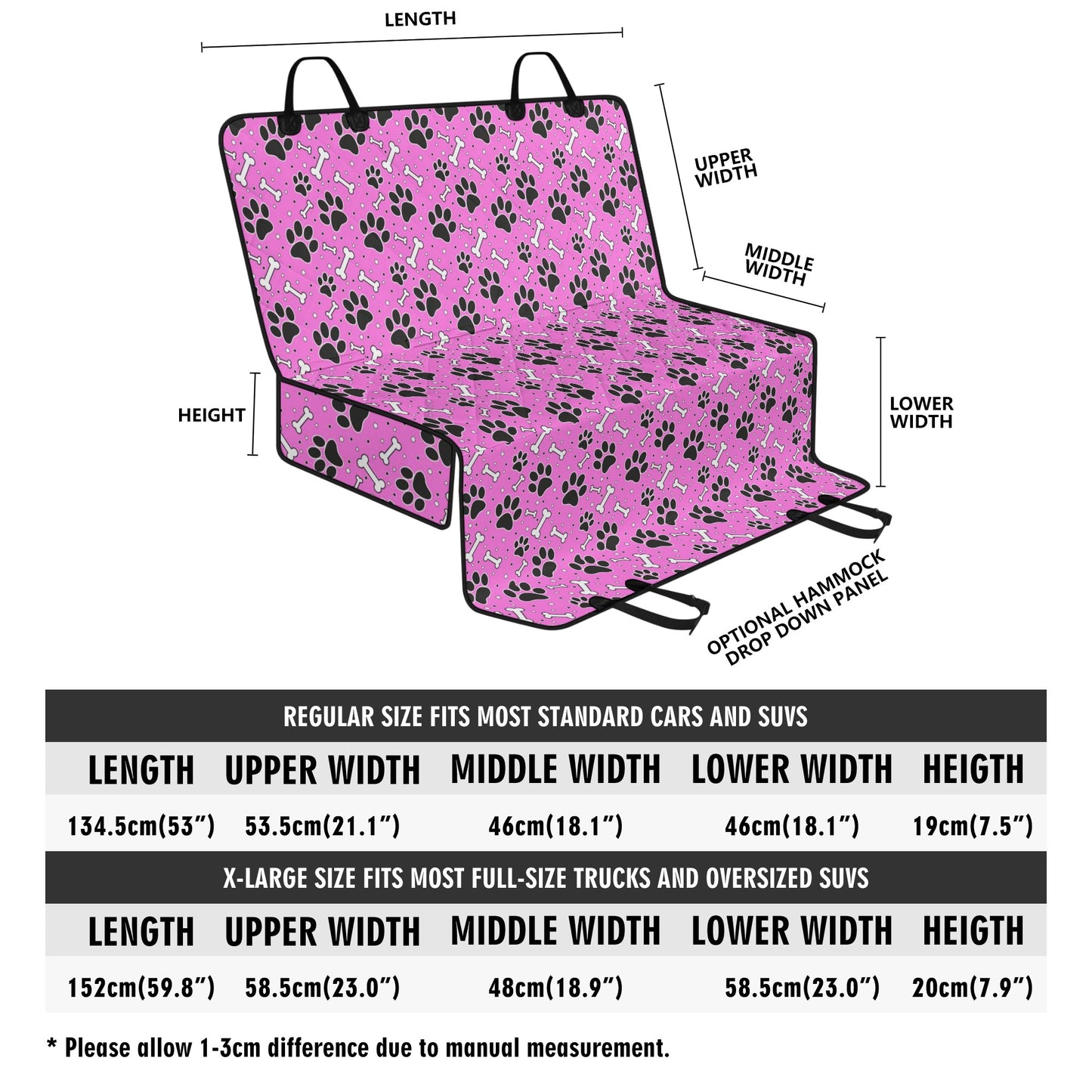 Pink Paws & Bones Car Pet Seat Covers