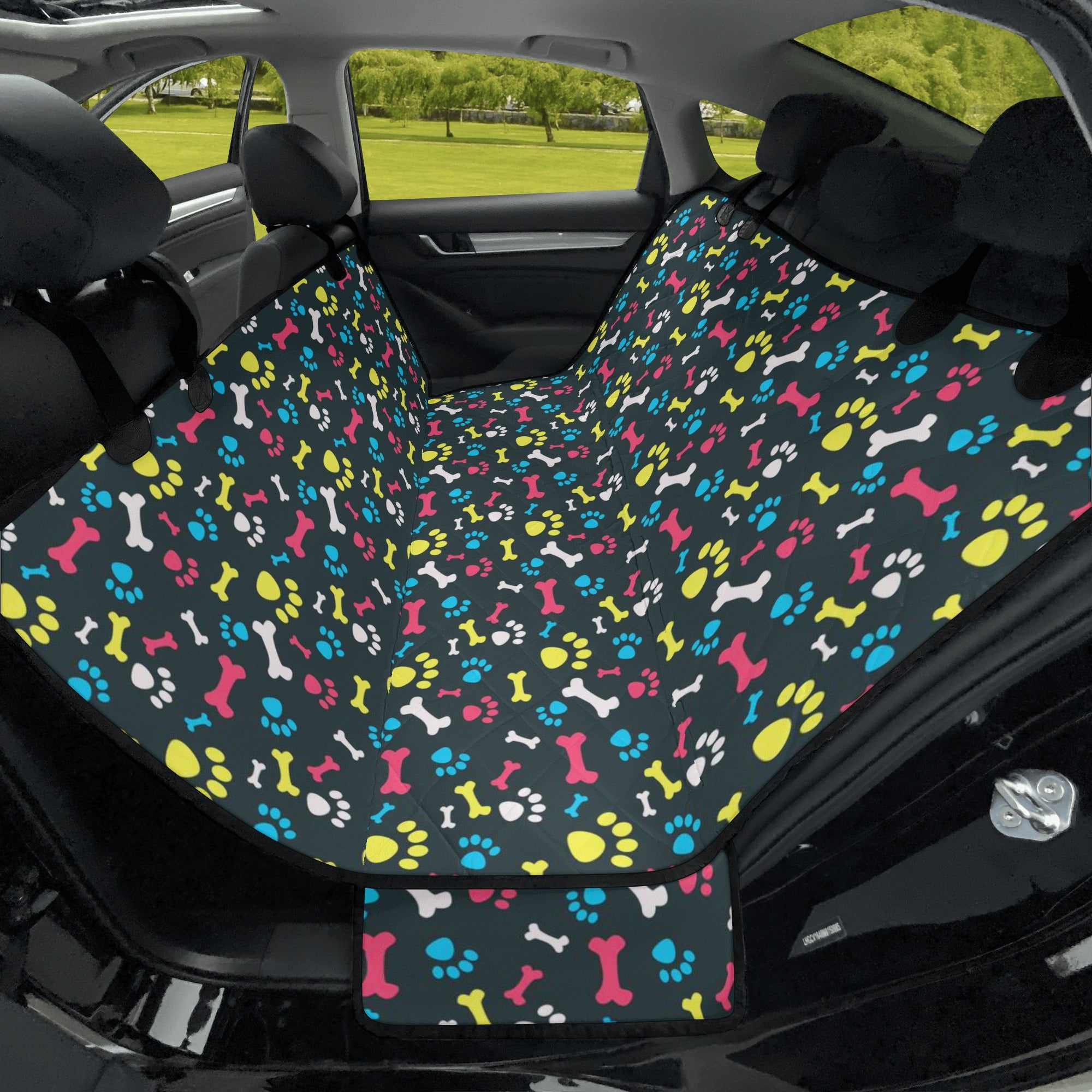 Colorful Small Paws & Bones Car Pet Seat Covers
