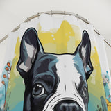 Boston Terrier Surrounded By Flowers Polyester Shower Curtain