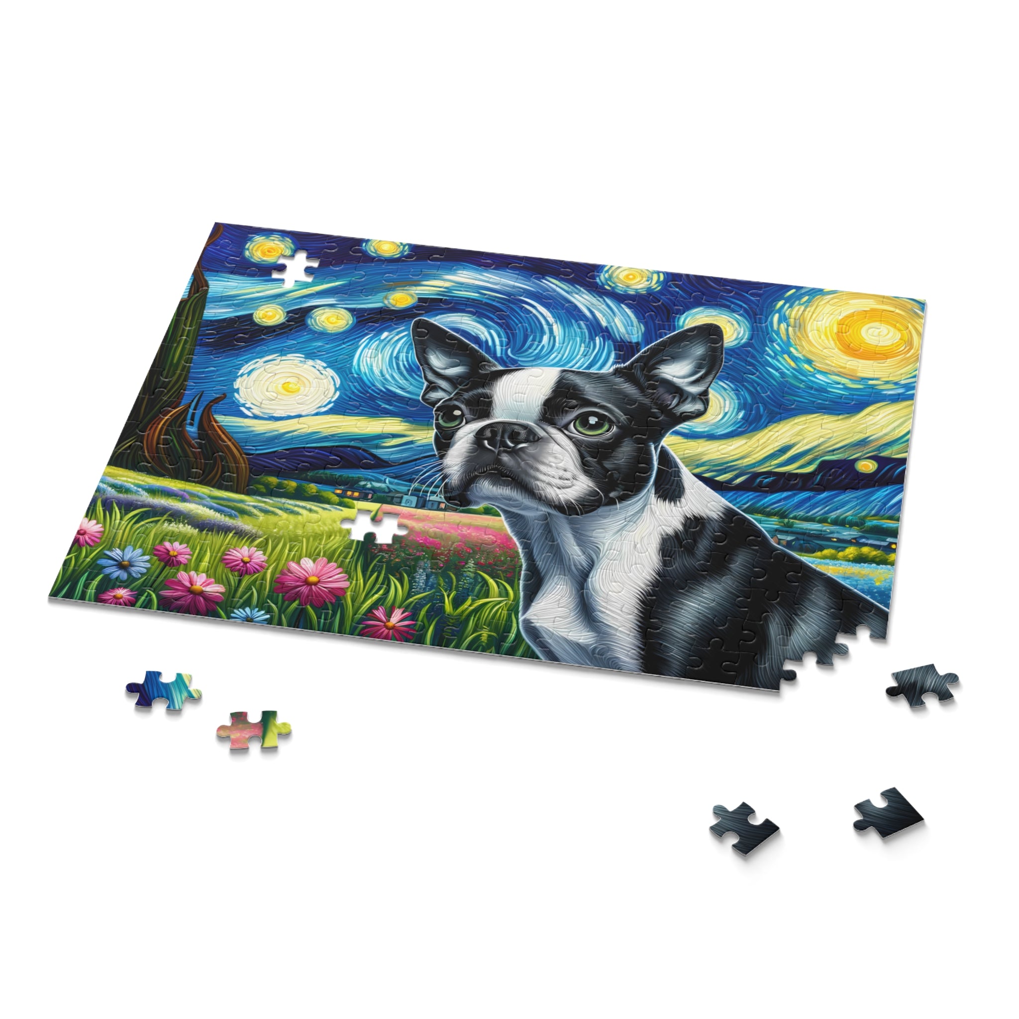 Starry Night - Boston Terrier Dog Puzzle (120, 252, 500-Piece)