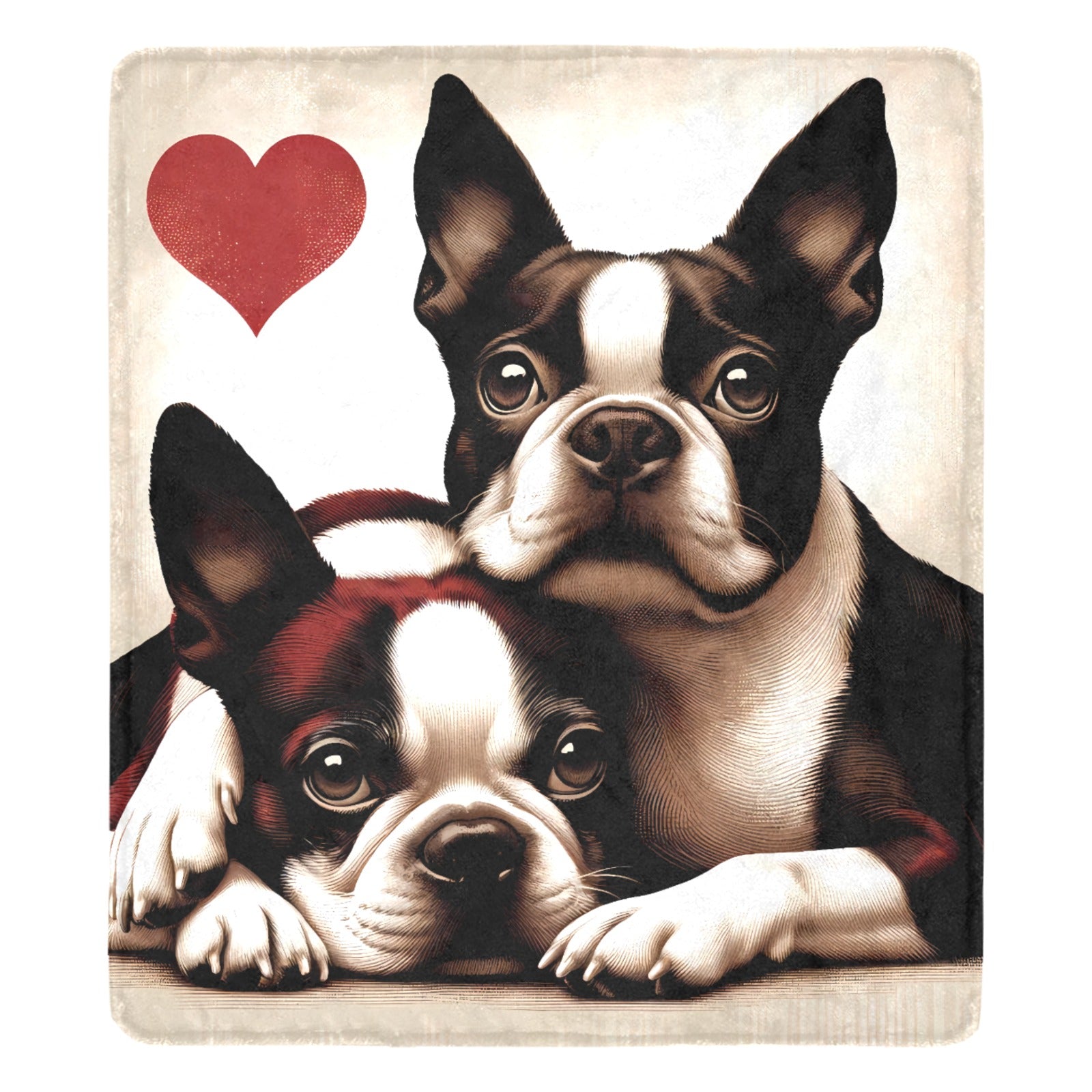 Two Boston Terriers Love Ultra-Soft Micro Fleece Blanket .
