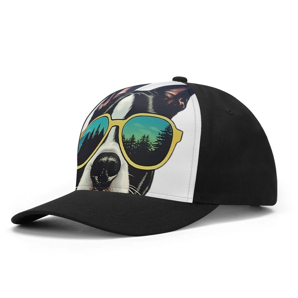 Boston Terrier Dog Sunglasses Forest Baseball Cap