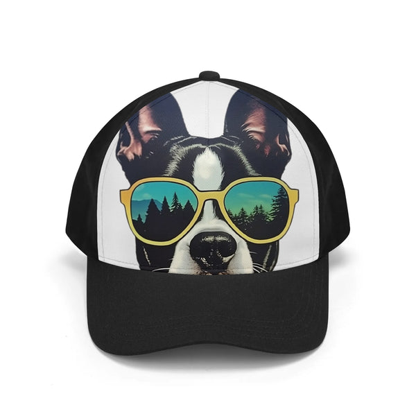 Boston Terrier Dog Sunglasses Forest Baseball Cap