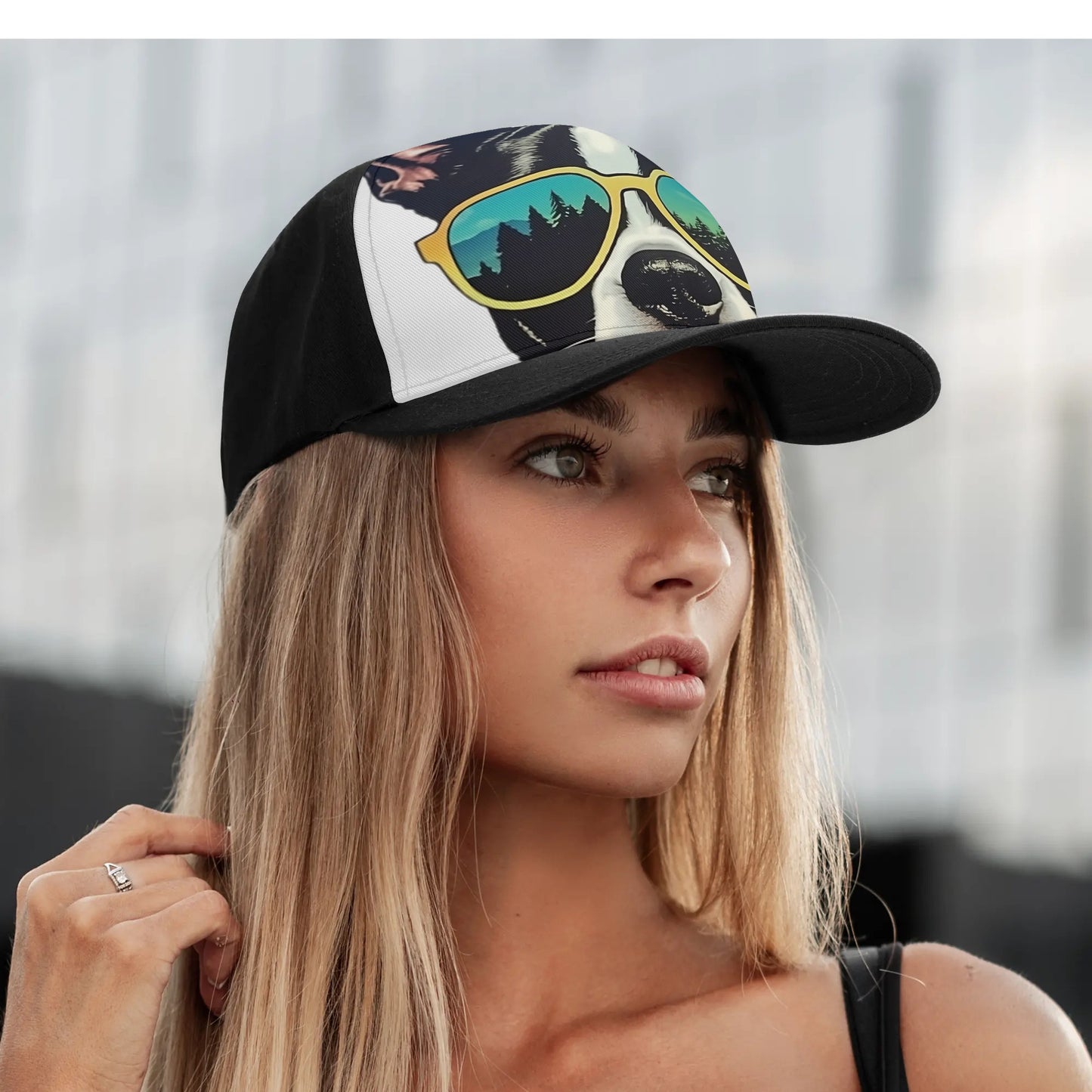 Boston Terrier Dog Sunglasses Forest Baseball Cap