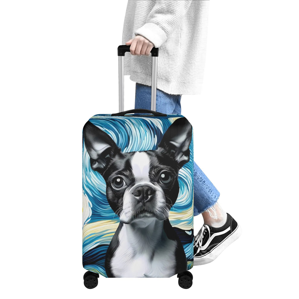 Starry Night - Polyester Luggage Cover for Boston Terrier Lovers