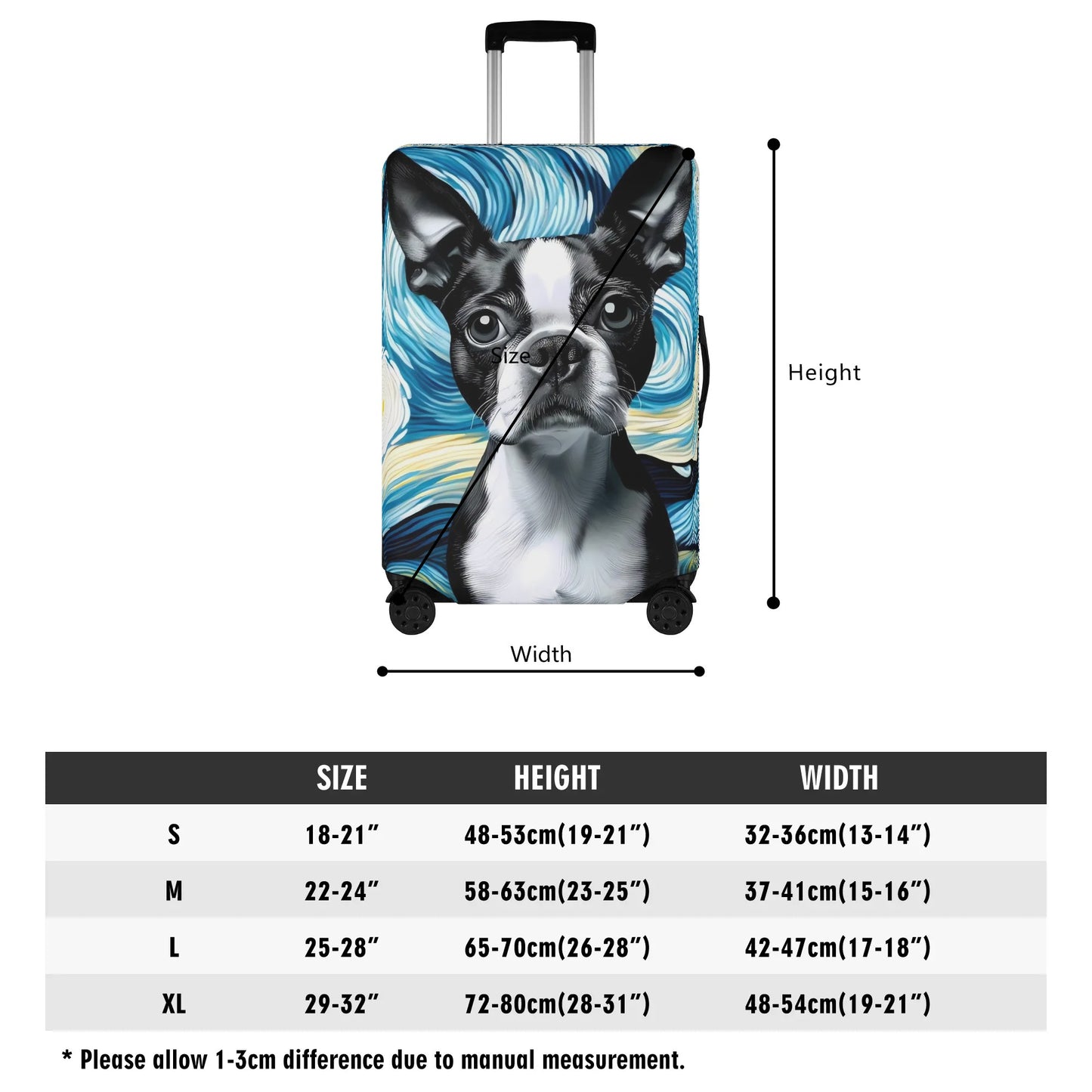 Starry Night - Polyester Luggage Cover for Boston Terrier Lovers