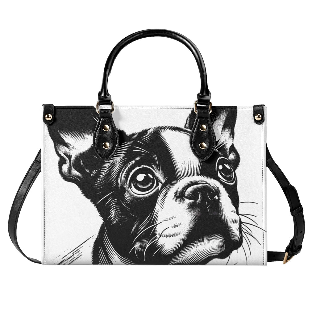 Luxury Womens Boston Terrier PU Leather Handbag