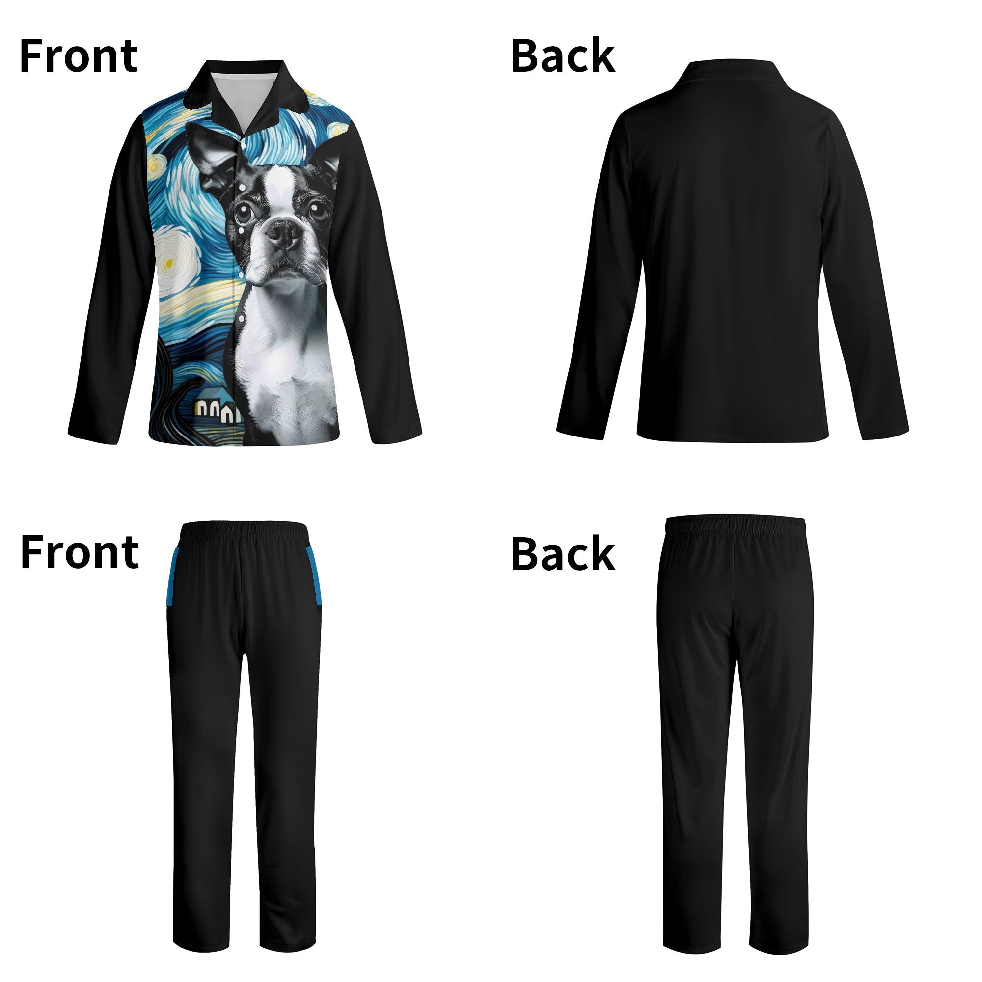 Starry Night - Unisex 2-Piece Notch Collar Long-Sleeve Pajama Set