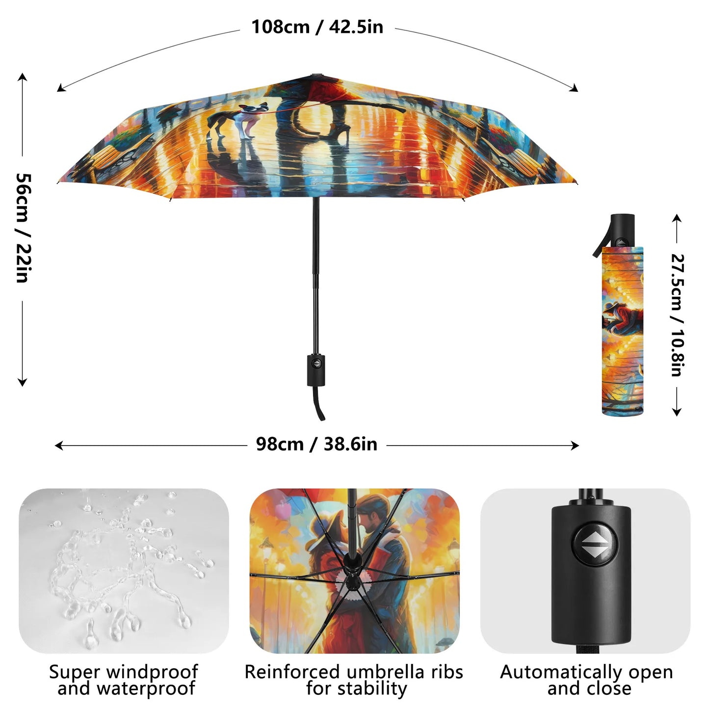 Rainy Embrace Lightweight Auto Open & Close Umbrella